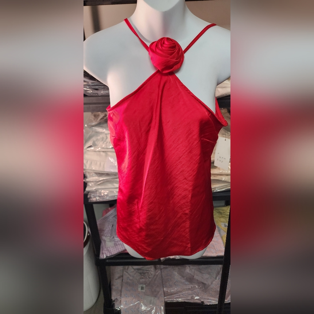 Red Satin Halter Top